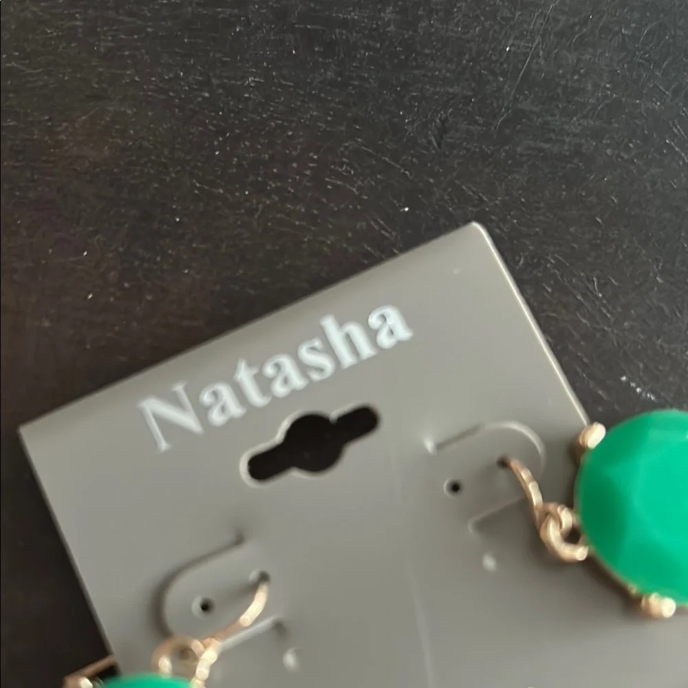 Natasha Couture Green and Gold Statement Earrings